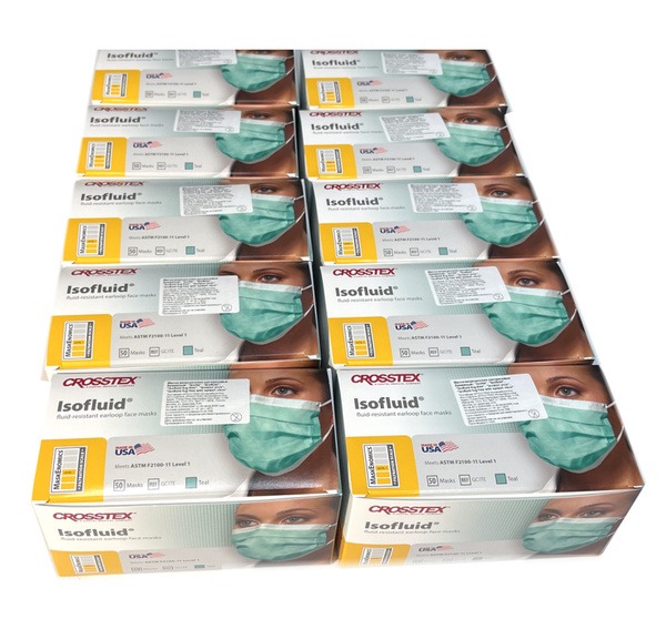 Isofluid Crosstex Disposable Hypoallergenic Masks (500 Count) - Bulk Pack of 10 Boxes