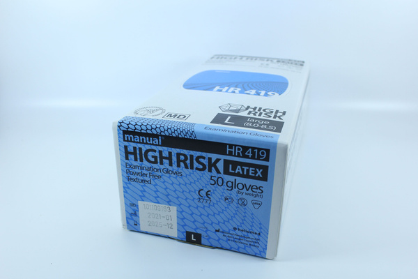 Dermagrip Manual HR419 Latex Gloves - Size L (50 Count)