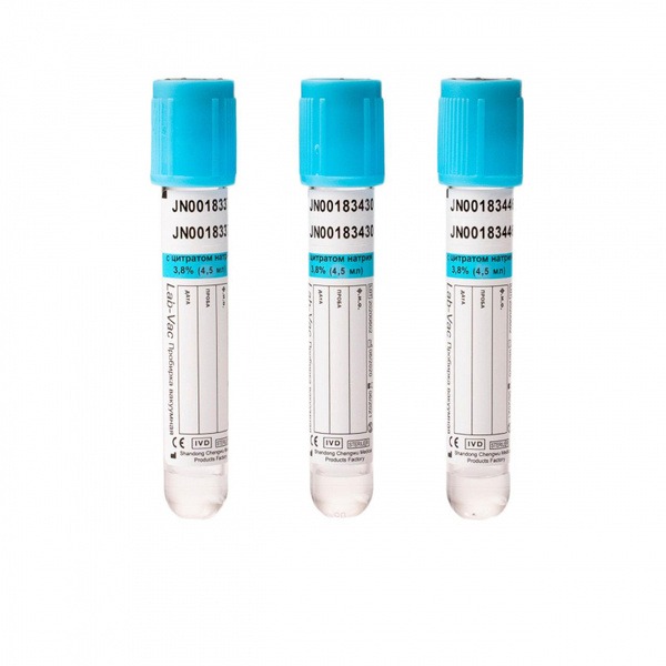 Vacuum Blood Collection Tube with 3.8% Sodium Citrate (4.5ml, 13x75mm) - 100/Pack