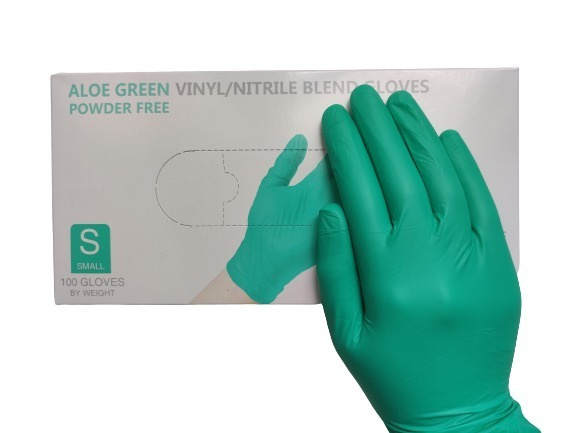 Green Nitrile Gloves (Vinyl Added) - Size Small, 50 Pairs