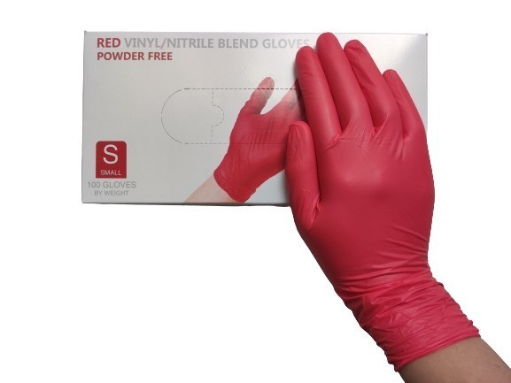 Red Vinyl-Coated Nitrile Gloves (Small, 50 Pairs)