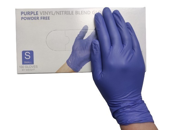 Purple Nitrile Gloves (Vinyl Added), Small, 50-Pair Box