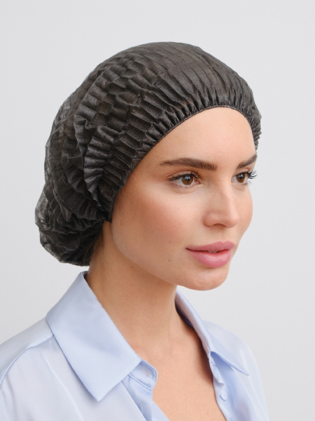 Disposable Medical & Cosmetic Bouffant Caps (50 Pack, Black)