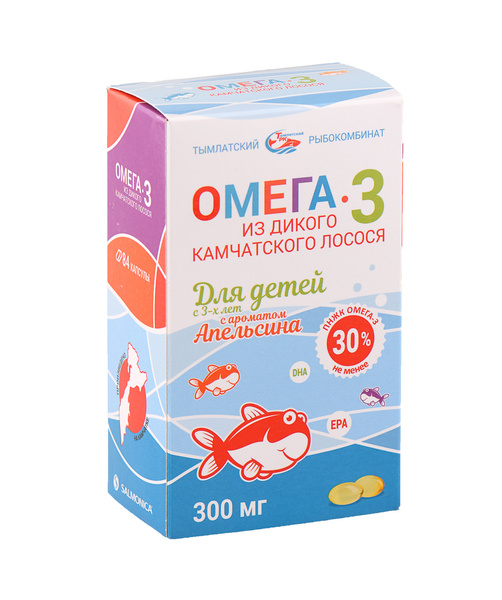 Wild Alaskan Salmon Omega-3 for Kids - Orange Flavor - 84 Chewable Tablets (300mg)