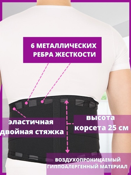 Trives Back Support Belt: Lumbar Sacral Orthopedic Corset (25cm, Medium Stiffness)