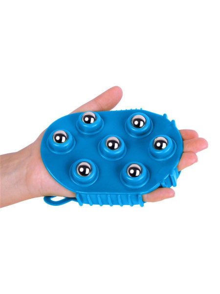 Blue Cellulite Massage Glove with 7 Massage Balls