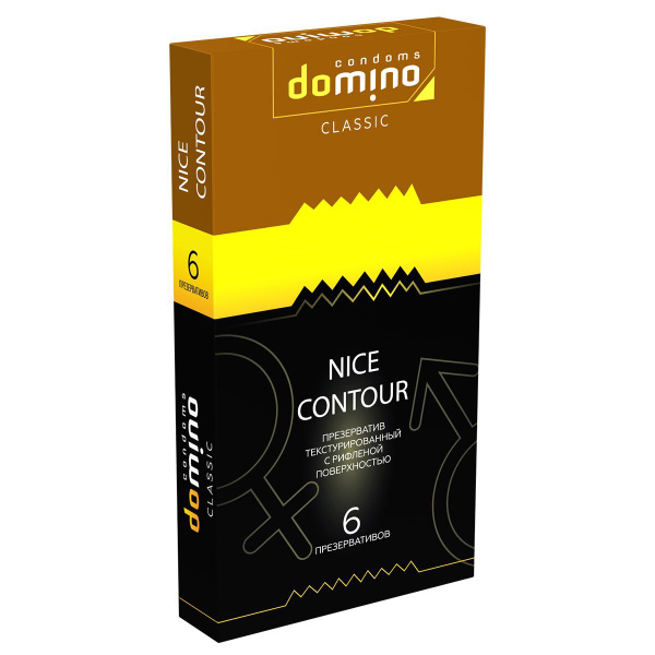 Domino Classic Nice Contour Textured Condoms: 6 Pack of Ribbed Condoms for Enhanced Pleasure