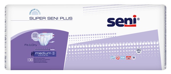 Super Seni Plus Adult Diapers (Medium, 30 Count, 75-110cm Waist)