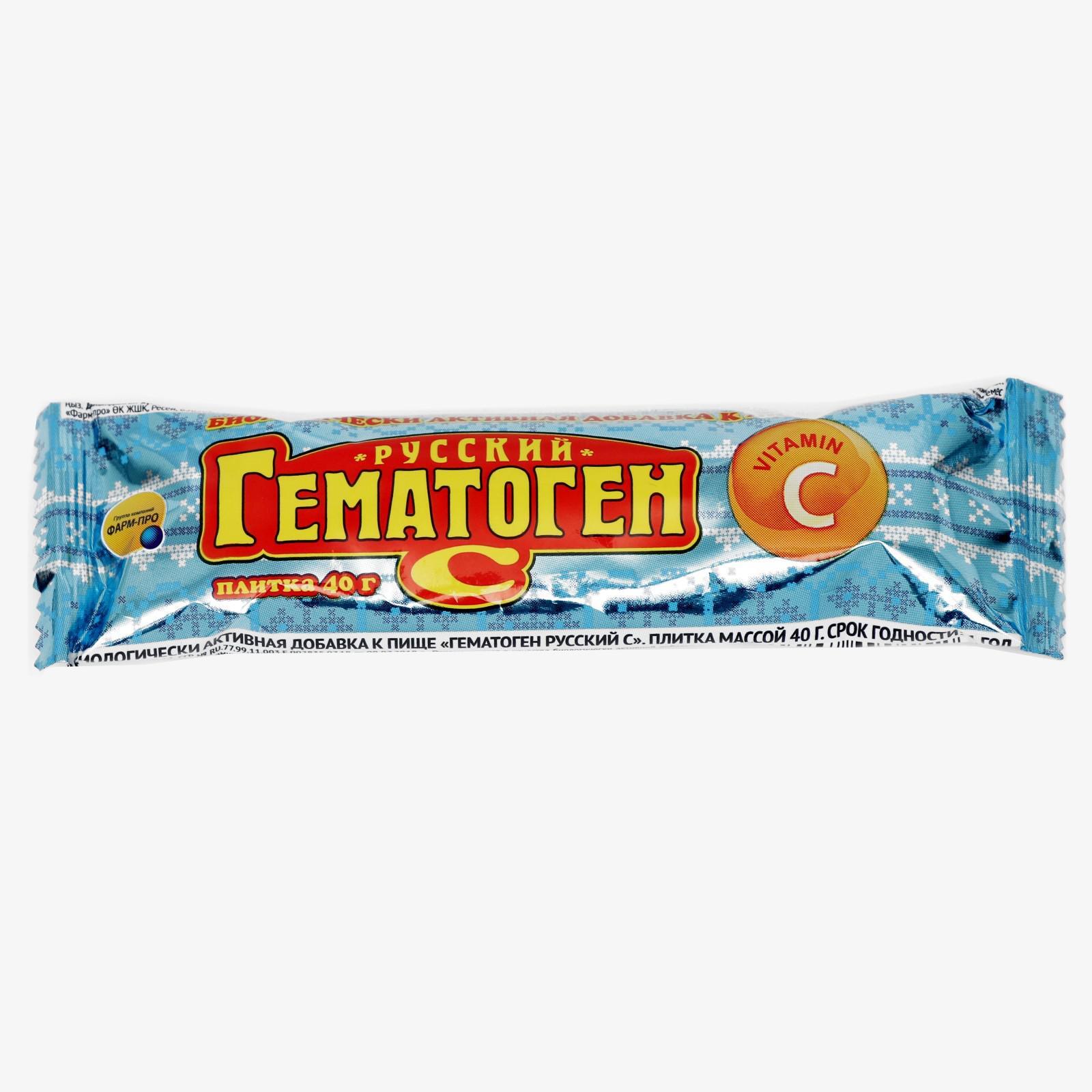 Russian Hematogen Bar with Vitamin C, 40g