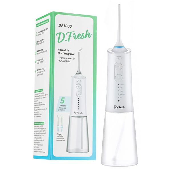DF1000 Portable Oral Irrigator: 5 Modes, 2 Nozzles, 220ml Tank