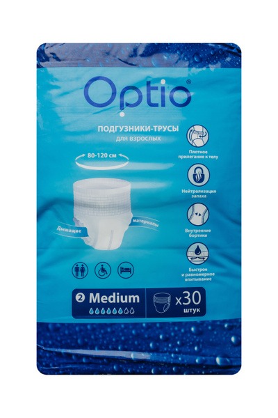 Optio Soft Adult Diapers M (30 Count) - Absorbent Underwear for Men & Women (Waist 80-120cm)