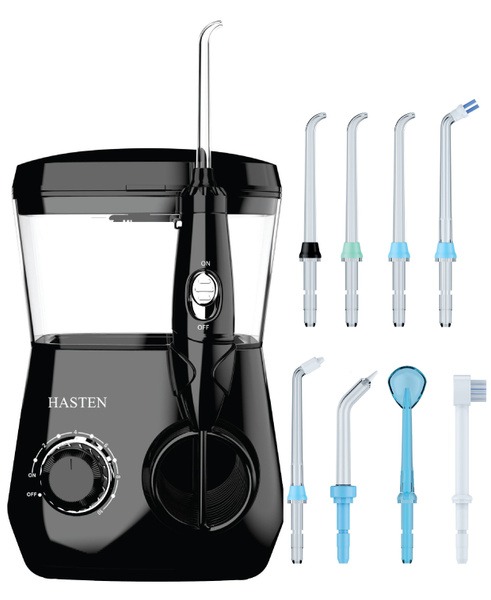 HASTEN HAS855 Water Flosser: 8 Tips, 600ml Tank, 10 Pressure Settings