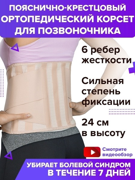 Back Support Belt with Strong Lumbar Sacral Support (24cm, 6 Metal Stays) - Trives T.58.17