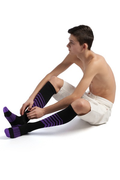Compression Socks: Black & Purple - Red Heat