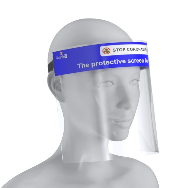 Face Shield with Logo: Clear Protective Visor for Eyes, Breathing, & Fluid Protection