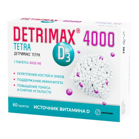 Detrimax Tetra 4000 Vitamin D3 Tablets (60 Count)