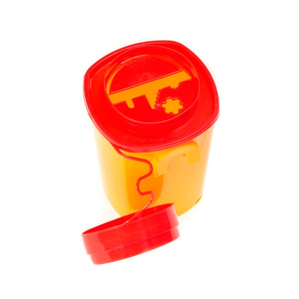 Yellow Square 0.5L Class B Sharps Container (14cm)
