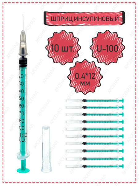 Sterile 1ml 3-Part Insulin Syringes (10 Pack)