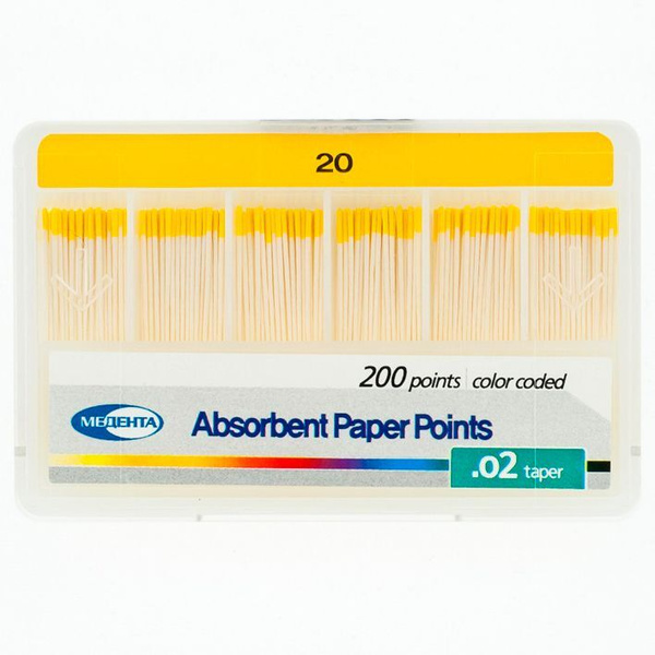 Dental Paper Points (Cone 0.2 #20), 200/Pack - Medenta