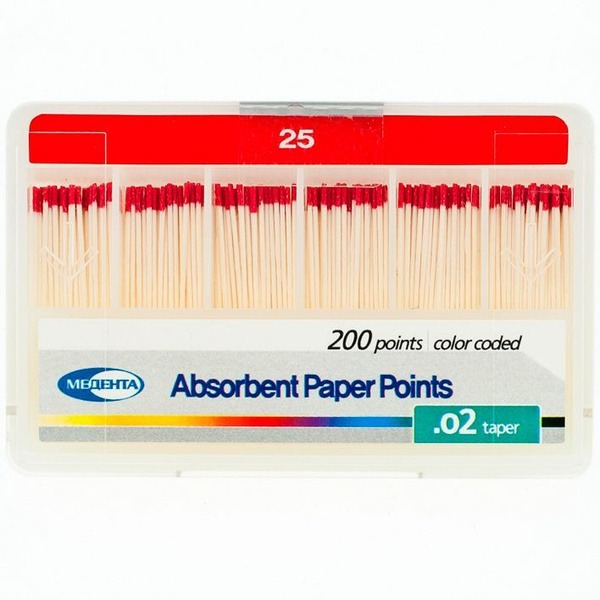 Medenta Dental Paper Points (Cones 0.2 #25), 200/Pack (Absorbent)