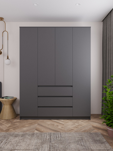 Swing Wardrobe, Dark Gray, 210x160x50 cm, Four-Door