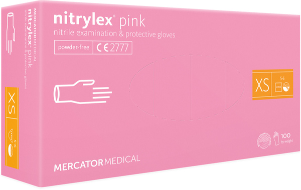 Pink Nitrile Gloves XS - Mercator Nitrylex (100 Count)
