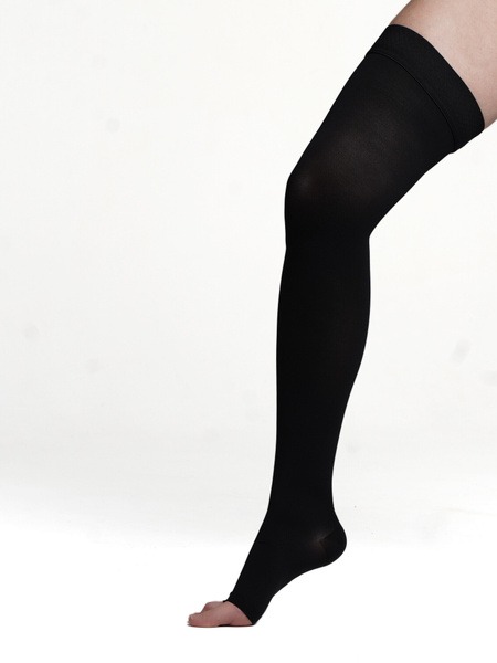 Black Compression Stockings, 1 Pair, 20-30 mmHg