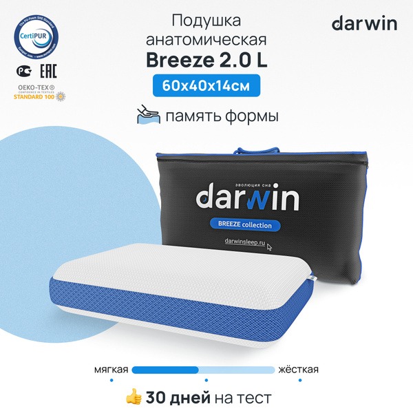Darwin Breeze 2.0 Cooling Memory Foam Pillow (40x60x14cm)