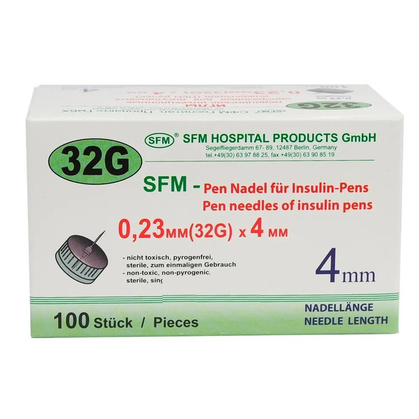 Insulin Pen Needles 32G 0.23x4mm (100 Count)