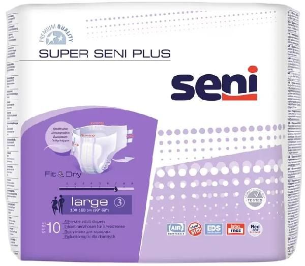 Seni Super Plus Adult Diapers L 10 Pack 10 Count