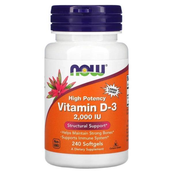 Now Foods High-Potency Vitamin D3 2000 IU 240 Capsules