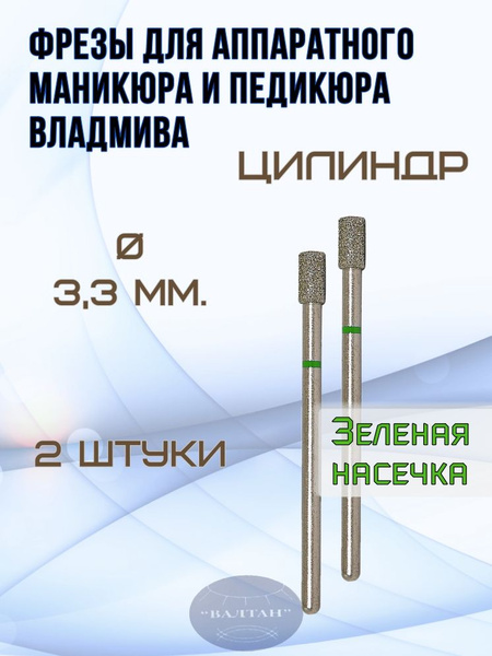 VladMiVa Nail & Foot Care Milling Bits (Cylinder, 2-Pack) | Art. 876.104.107.080.033