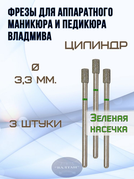 VladMiVa Carbide Bits for E-file Manicure & Pedicure (Cylinder) - Art. 876.104.107.080.033