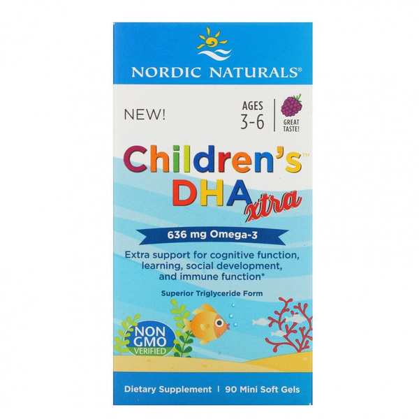 Nordic Naturals Omega-3 Children's Gummies: Berry Flavor, 636mg EPA/DHA, Ages 3-6, 90 Count