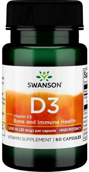 Swanson Vitamin D3 1000 IU (60 Capsules)