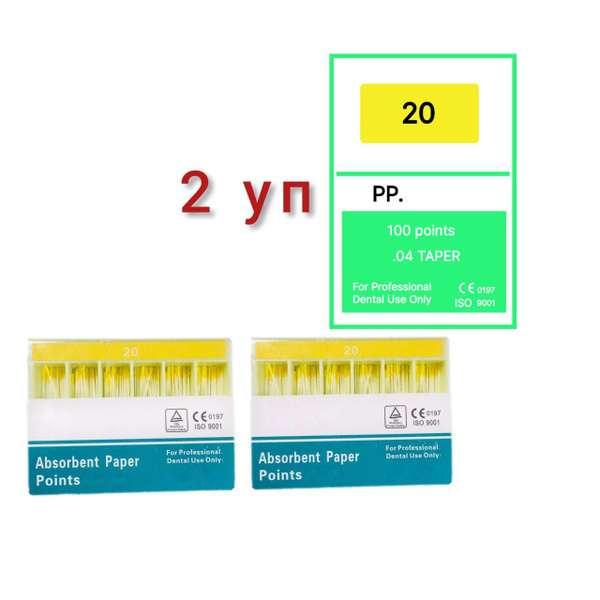 Absorbent Paper Points Endo-Canal, Size 20/.04, 200 Count (2 Packs)