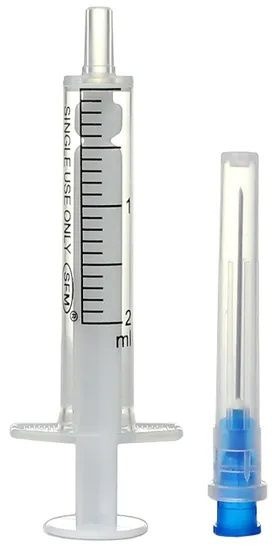 2ml Disposable 2-Part Syringe with 23G x 0.6 x 30mm Needle