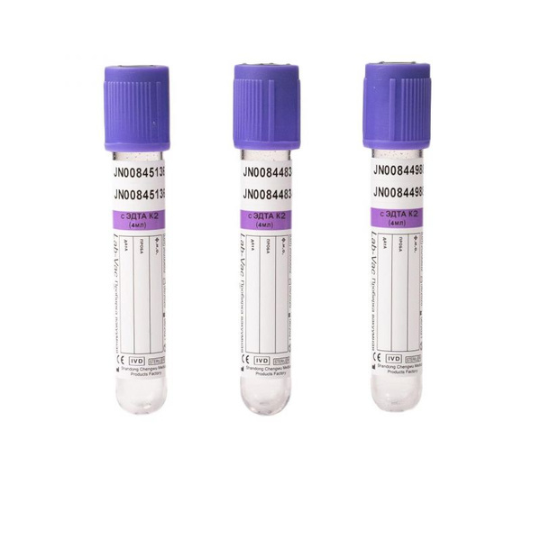 EDTA K2 Vacuum Blood Collection Tubes (4ml, 13x75mm) - 100/Pack