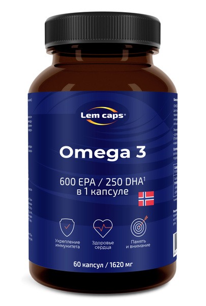 Omega-3 950mg EPA+DHA (600mg EPA / 250mg DHA), 60 Capsules