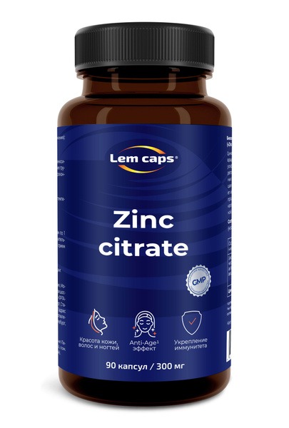 Zinc Citrate for Hair, Skin, Nails & Immunity - 90 Capsules