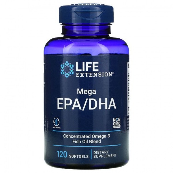 Life Extension Mega EPA/DHA Omega-3 Fish Oil (120 Capsules)