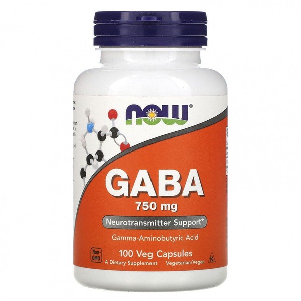 NOW Foods GABA 750mg, 100 Vegetarian Capsules