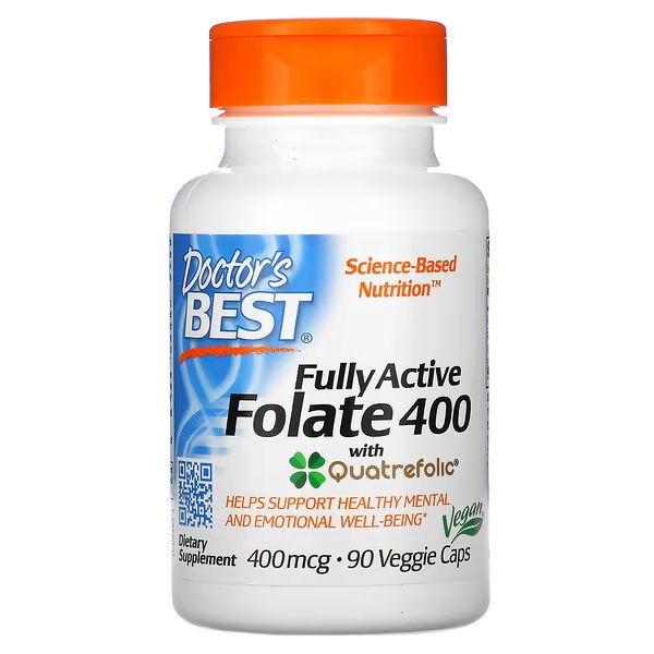 Doctor's Best Quatrefolic Folate & Vitamin C - 400mcg (90 Veggie Caps)