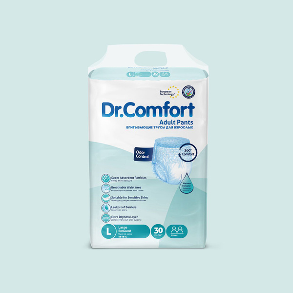 Dr. Comfort Adult Diaper Pants, Size L (40-59 inches), 30 Count