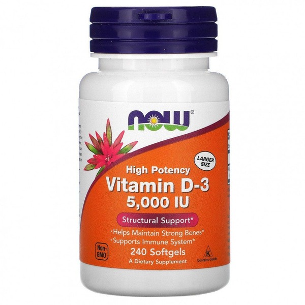 NOW Foods Vitamin D3 5000 IU (125 mcg) - 240 Capsules