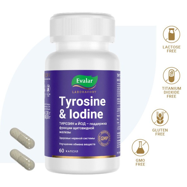 Evalar Tyrosine & Iodine Capsules (60 x 0.38g)