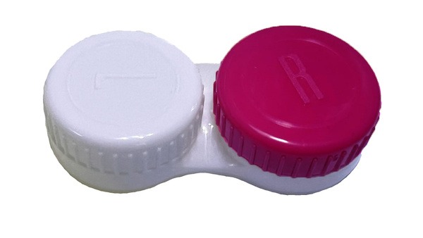 White/Raspberry Contact Lens Case