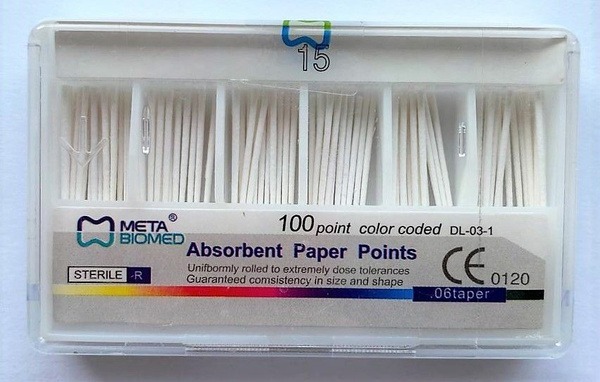 Meta Biomed Absorbent Paper Points, Cone 0.6 #15, 100/Pack