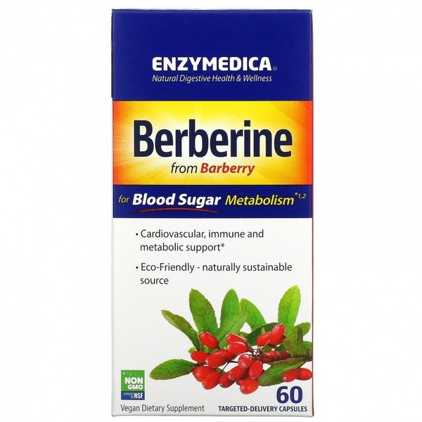 Enzymedica Berberine Supplement for Blood Sugar Metabolism (60 Capsules)