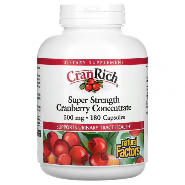 Cranberry Concentrate Supplement: Natural Factors CranRich 500mg, 180 Capsules